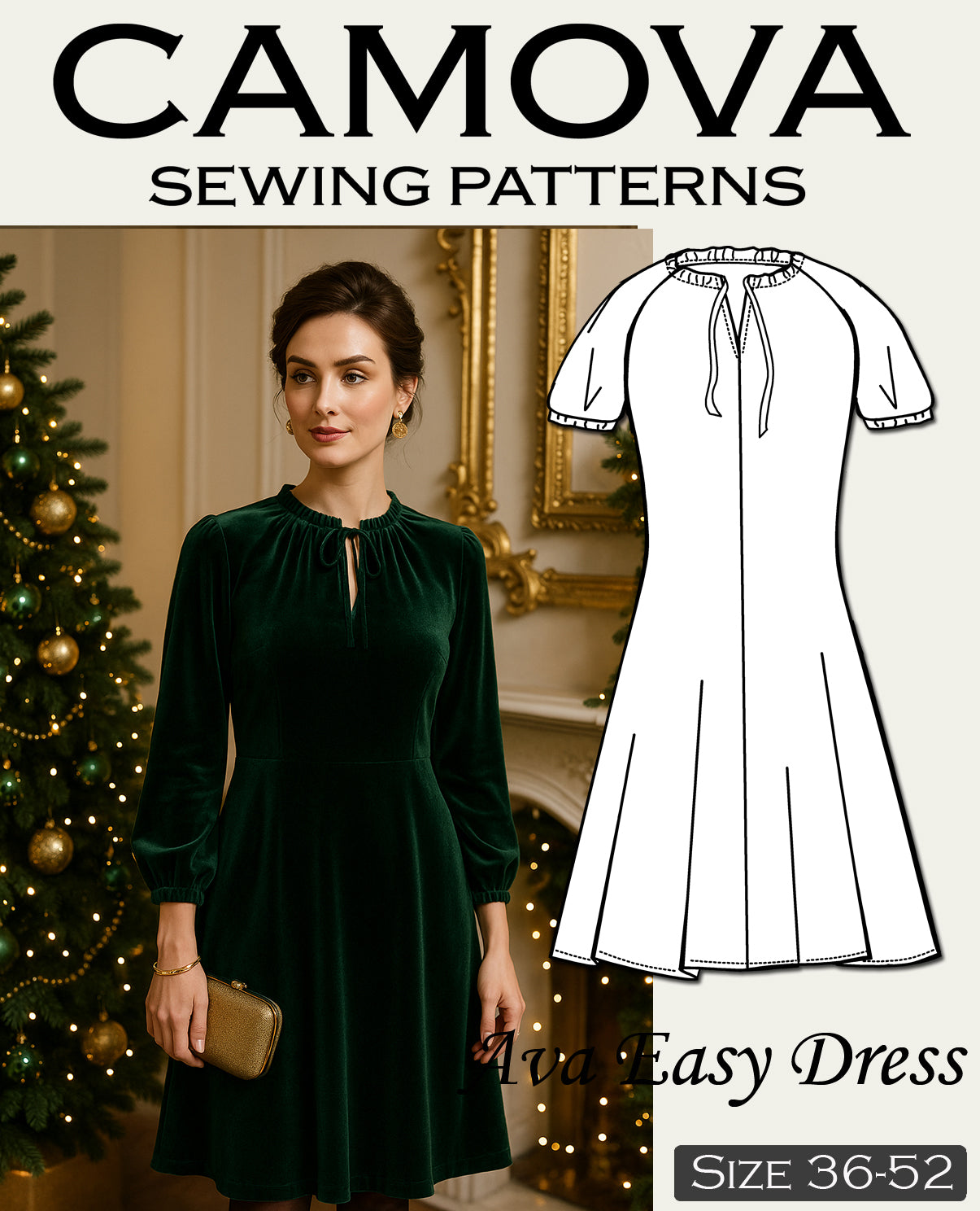 PDF Schnittmuster Kleid Damen – AVA Easy Dress – DIY Sommerkleid nähen – Größen 36-52 – Anfängerfreundlich