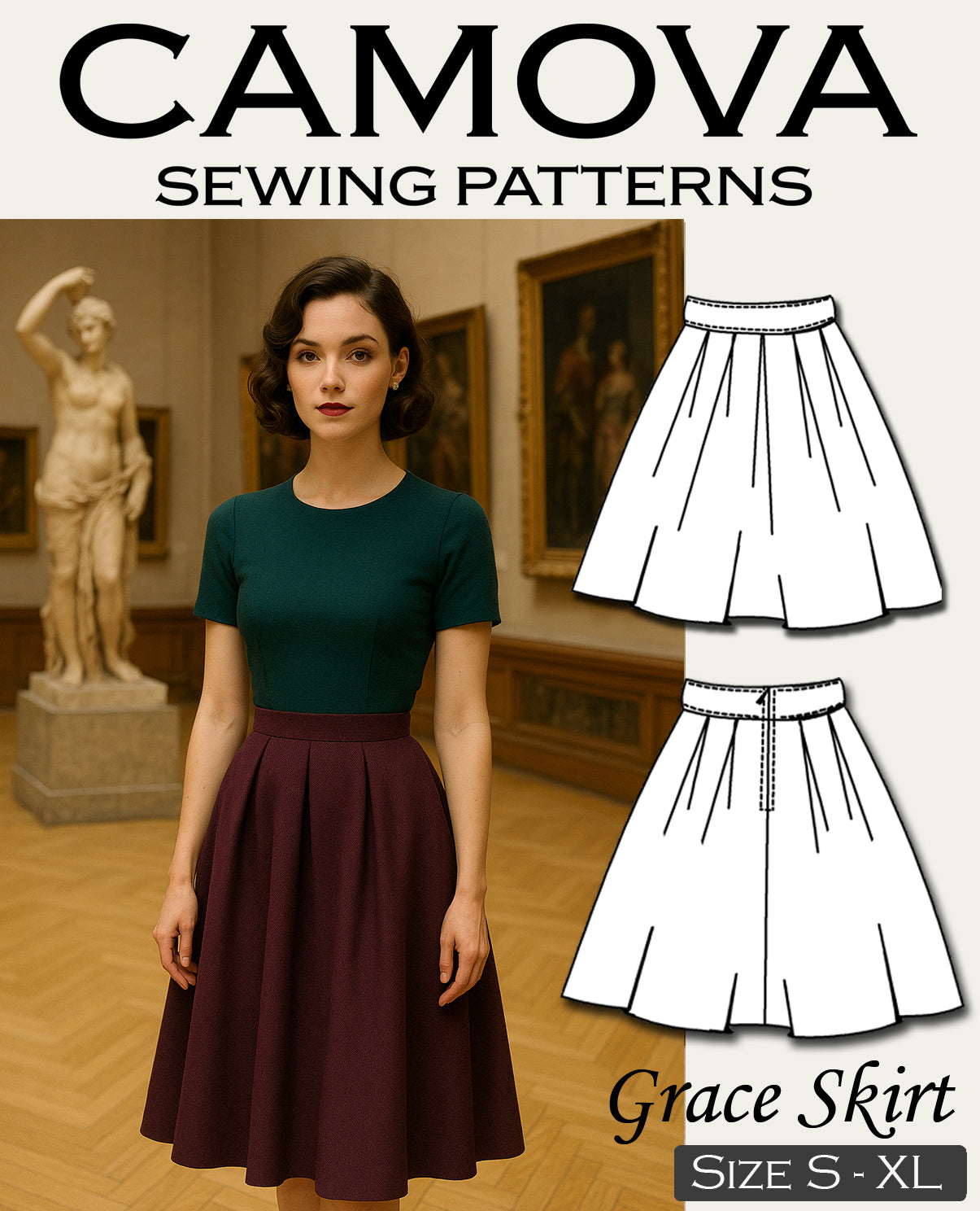 Damen Rock Schnittmuster PDF – Faltenrock nähen – Anfängerfreundlich