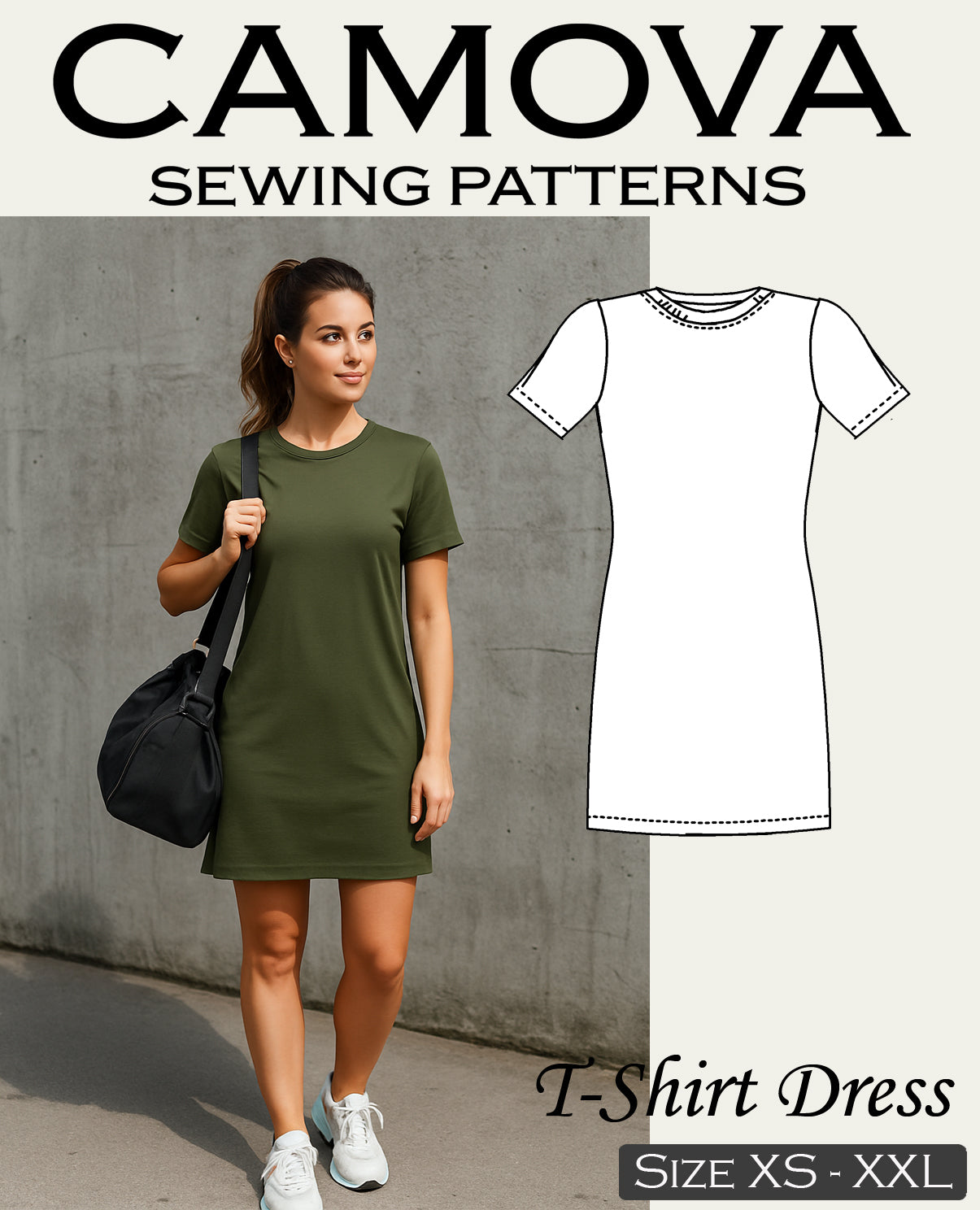 Schnittmuster T-Shirt Kleid Damen PDF | Einfaches Sommerkleid nähen | Größen S–XXL | A4 & A0 Datei | Anfängerfreundlich