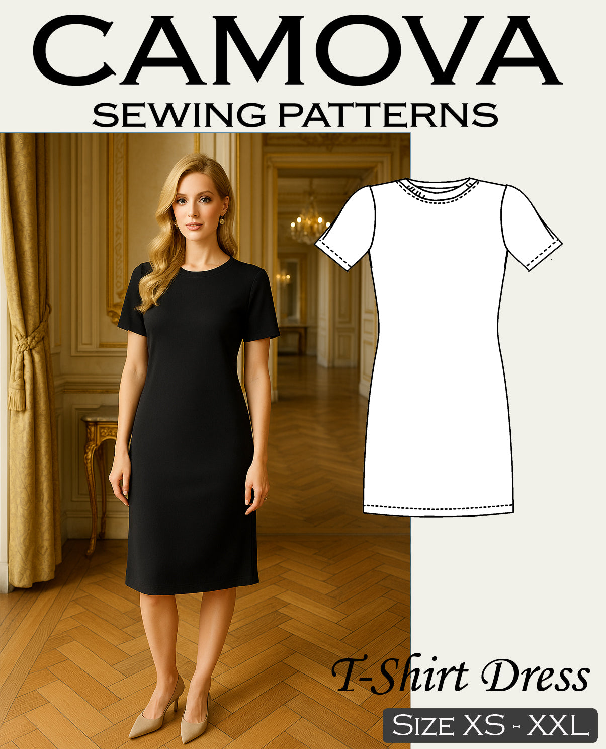 Schnittmuster T-Shirt Kleid Damen PDF | Einfaches Sommerkleid nähen | Größen S–XXL | A4 & A0 Datei | Anfängerfreundlich