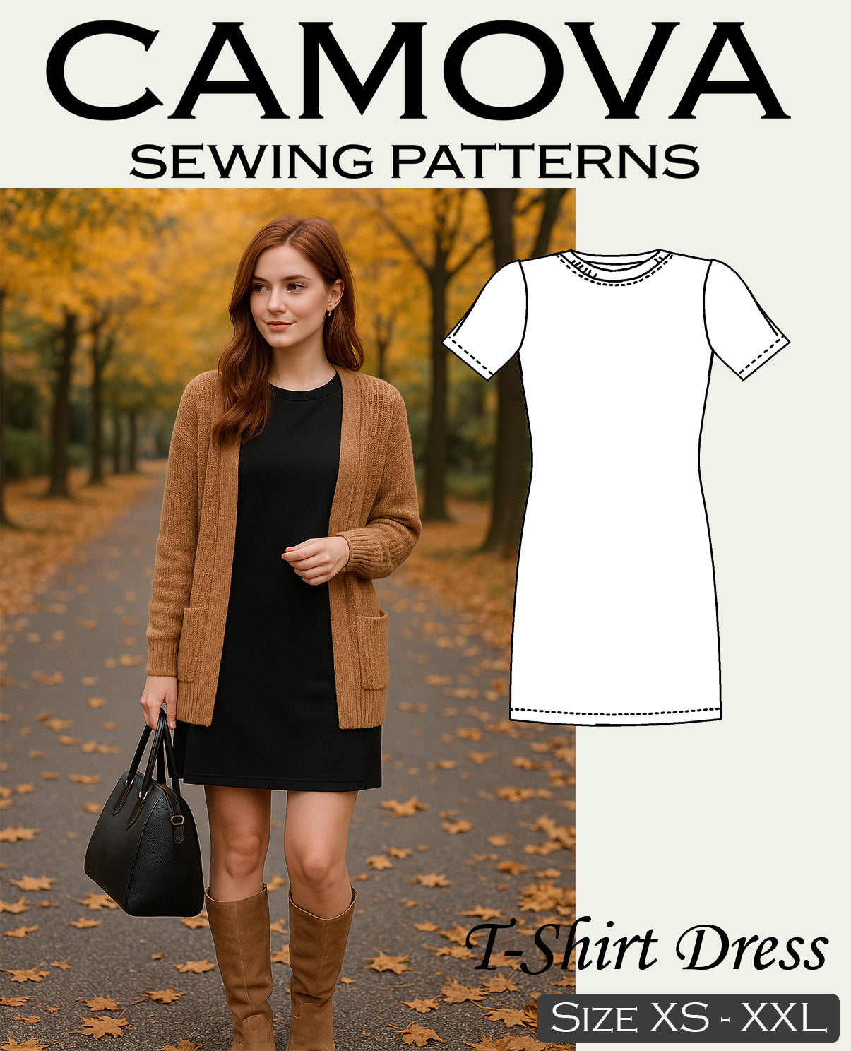 Schnittmuster T-Shirt Kleid Damen PDF | Einfaches Sommerkleid nähen | Größen S–XXL | A4 & A0 Datei | Anfängerfreundlich