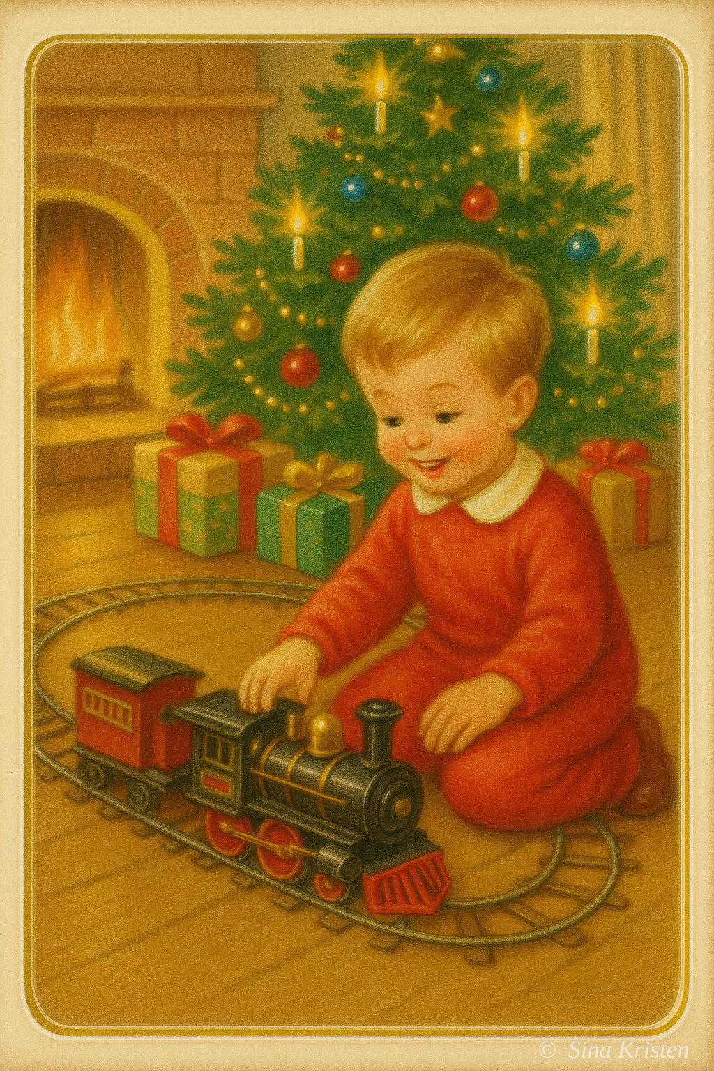 Nostalgische Weihnachtskarten zum Ausdrucken – 9 digitale Bilde im Vintage-Stil |