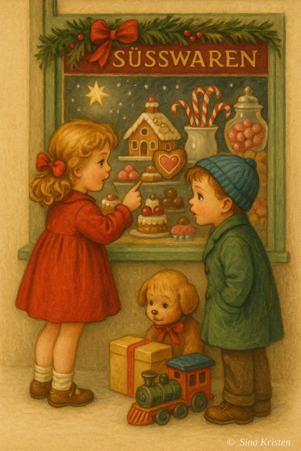 Nostalgische Weihnachtskarten zum Ausdrucken – 9 digitale Bilde im Vintage-Stil |