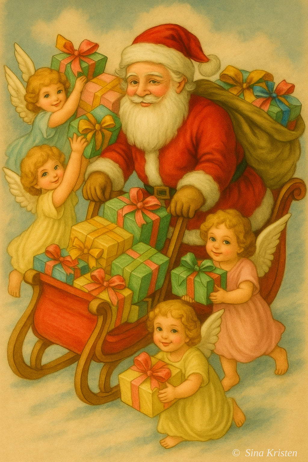 Nostalgische Weihnachtskarten zum Ausdrucken – 9 digitale Bilde im Vintage-Stil |