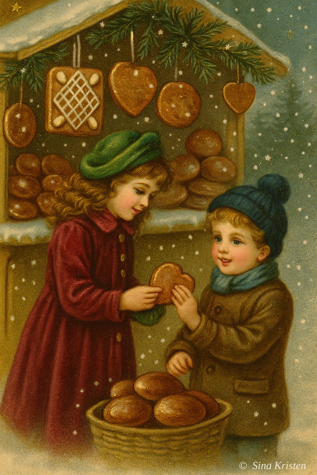 Weihnachtskarten zum Ausdrucken – 7 nostalgische Bilder | Digitale Postkarten-Vorlagen im Vintage-Stil