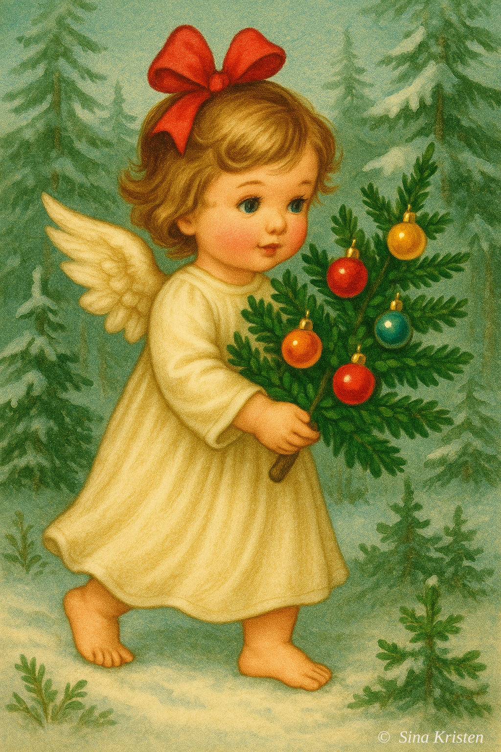 Nostalgische Weihnachtskarten zum Ausdrucken – 9 digitale Bilde im Vintage-Stil |