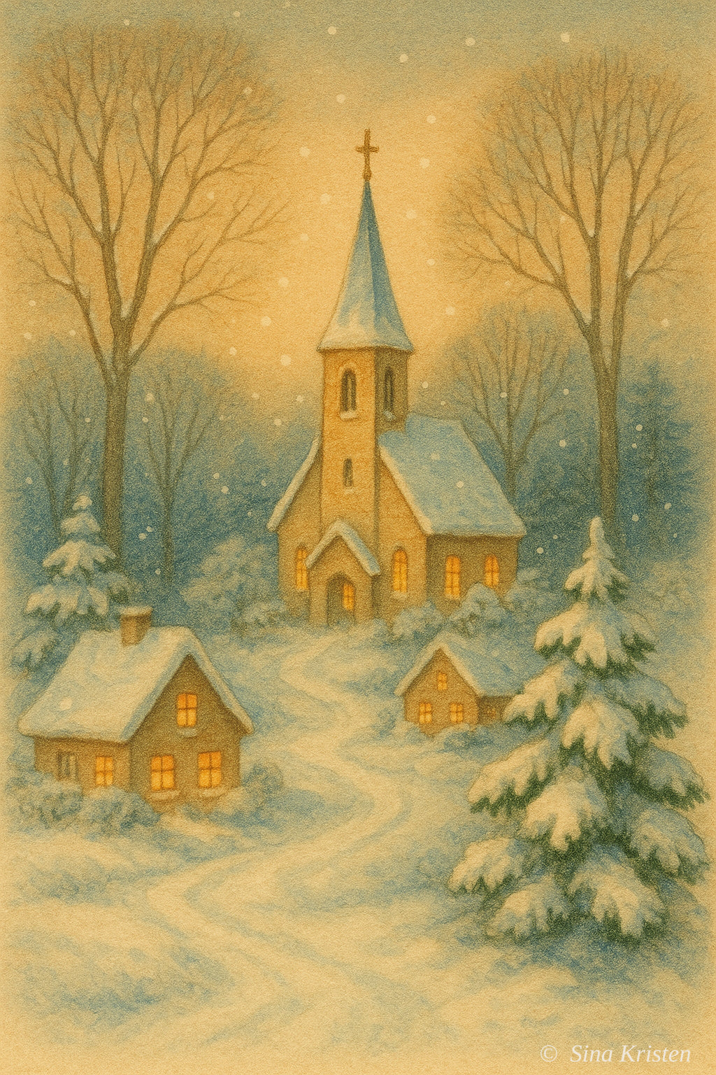 Nostalgische Weihnachtskarten zum Ausdrucken – 9 digitale Bilde im Vintage-Stil |