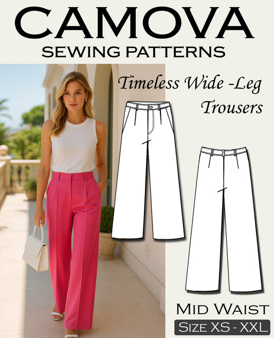 Schnittmuster Hose Damen PDF | Weite Hose nähen | Mid Waist | A4 & A0 | XS–XXL