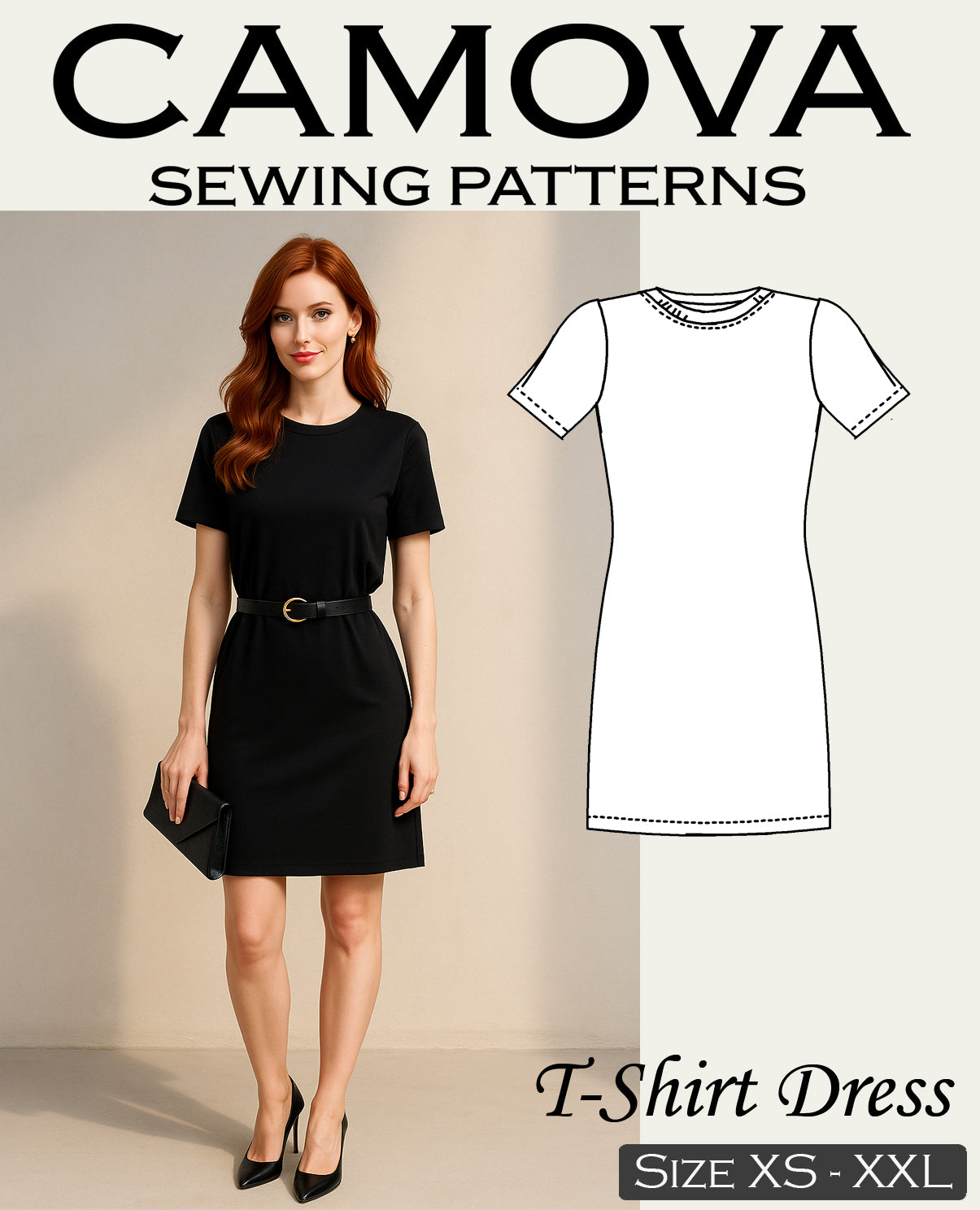 Schnittmuster T-Shirt Kleid Damen PDF | Einfaches Sommerkleid nähen | Größen S–XXL | A4 & A0 Datei | Anfängerfreundlich